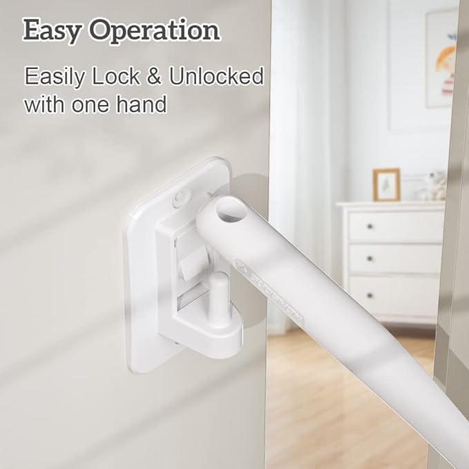 EUDEMON 1 Pack Child Proof Door Finger Pinch Guard, Baby Door Stopper& Door Latch, Adjustable Door Lever Handle for Pets, Great Door Lock for Dogs, Easy Cats Entry(White)