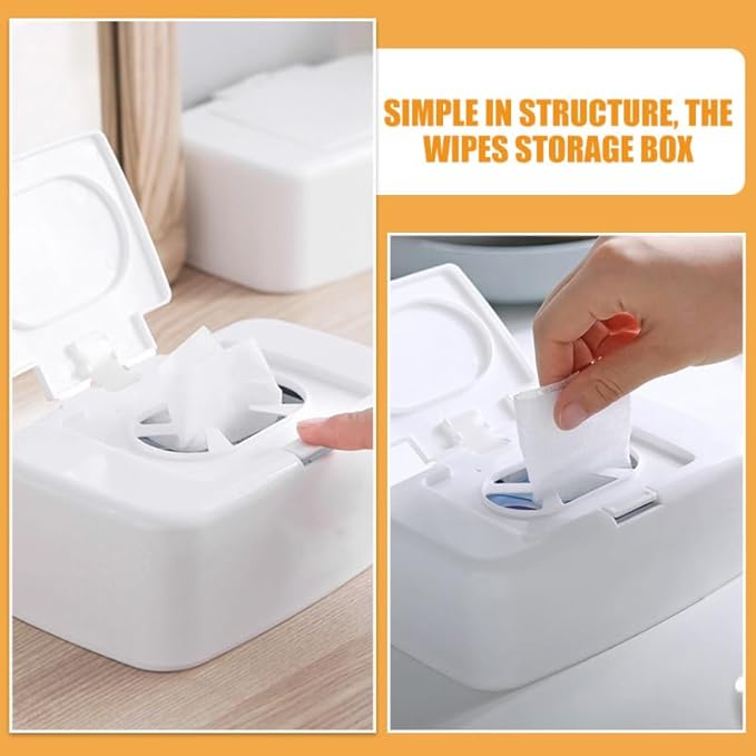 VOSAREA Baby Wipes Box Dispenser Diaper Wipes Dispenser, 3pcs Tissue Storage Box Case Refillable Dispenser Holder Baby Wipes Container with Lid for Home Office Cars