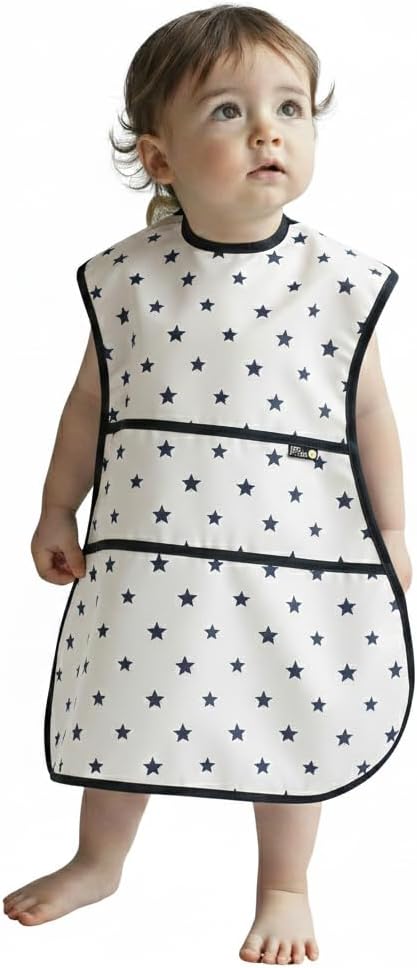 Plie Full Coverage Waterproof Feeding Bib for Toddlers – Extra Long Apron Bib for Mealtime, Self-Feeding, High Chairn