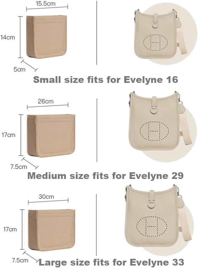 SMART DK Purse Insert Organizer for Evelyne 33 Bags,Premium Purse Felt Insert (Gray, For Evelyne 33)
