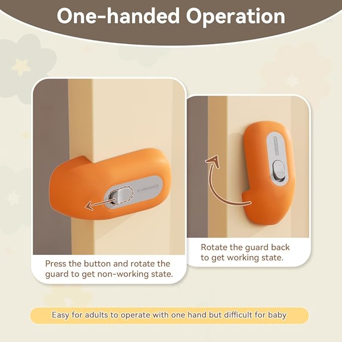 EUDEMON Child Proof Door Finger Pinch Guard, Baby Revolving Door Stopper, Door Latch Door Guard, Easy to Install (1 Pack,Orange)