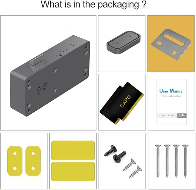 Drawer Lock RFID Card NFC Hidden Cabinet Lock for Kitchen Pantry Furniture eLinkSmart Cupboard Door with iOS Watch APP Child Safety No Drilling Required Gray