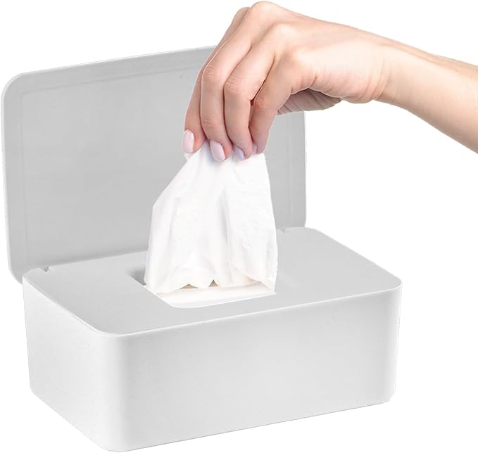 QBXMY7 1 Pcs Diaper Wipes Dispenser, Refillable Wipe Container, Wipe Container with Sealing Design Lid, Keep Wipes Fresh,Wet Wipes Cases (Gray)