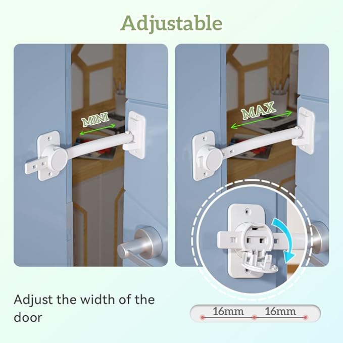 SAFELON 1Pcs Baby Safety Door Finger Pinch Guard, Door Lock & Door Stopper for Kids & Pets, Convenient Cats Entry, Adjustable Door Latch for Dogs No More Pet Gates
