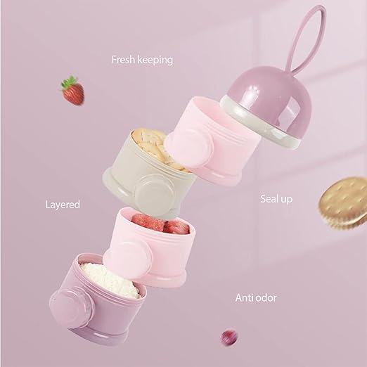 2 PCS 4-Layer Baby Milk Powder Dispenser, Stackable Formula Container for Travel, Portable Snack Storage Box