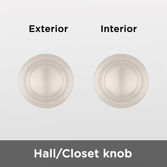 Kwikset Cove Interior Passage Door Knob, Handle for Closet and Hallway Doors, Non-Locking Doorknob in Satin Nickel, with Microban Protection (Pack of 4)