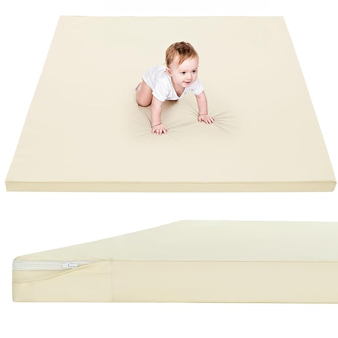 Waterproof Baby Play Mat for Floor 1.3"Thick Memory Foam 59 * 79 Cushion Playpen Playmat Tummy Time Crawling Mat Nursery Rug Pad Mattress Create Soft & Safe Area for Infants,Toddler,Kids,Beige