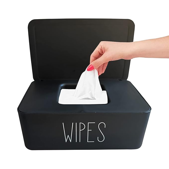 Moorfowl Baby Wipes Dispenser Bathroom Decor,7.28" L * 4.80" W * 2.75" H, Refillable Flushable Wipes Container Holder Baby Registry Essential