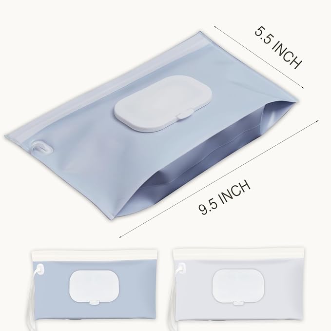 Baby wipes dispenser，portable baby wipes holder for outdoor, Refillable baby wipes container, on the go wet wipe pouch for travel, resuable wipes dispenser for hiking (Blue)