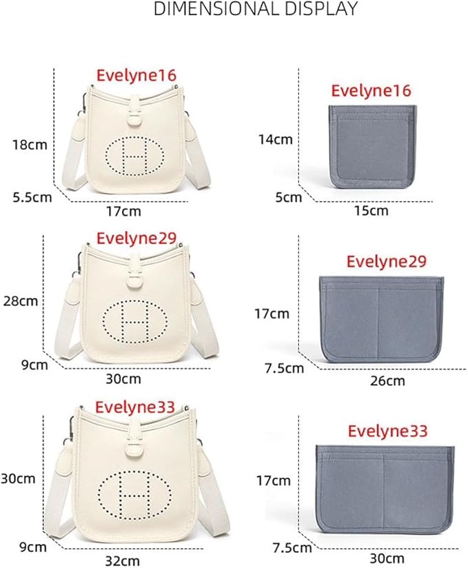 SMART DK Purse Insert Organizer for Evelyne 29 Bags,Premium Purse Felt Insert (Gray, For Evelyne 29)