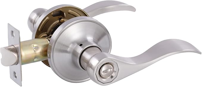 Privacy Door Locks Bedroom/Bathroom Door Levers Handles for Left and Right Opened Door in Satin Nickel