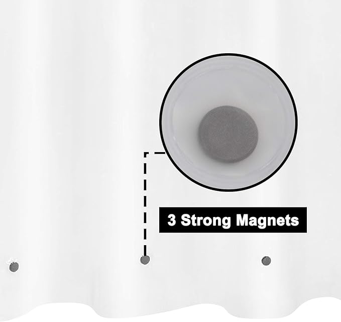 Barossa Design 54" x 72" Frosted Stall Shower Curtain Liner with 3 Magnets - Waterproof PEVA Shower Liner for Bathroom Stall, PVC Free, Metal Grommets - Frost, 54x72