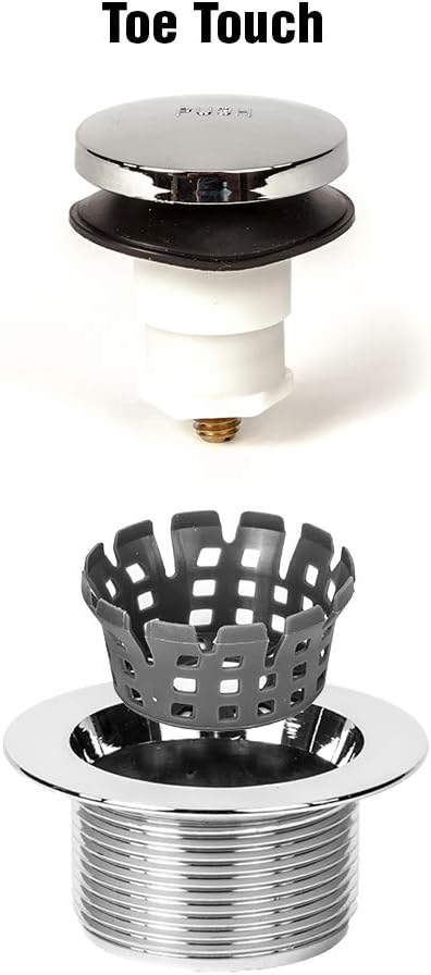 Universal Toe Touch (Tip Toe, Foot Actuated) Bath Tub/Bathtub Drain Stopper includes 3/8" and 5/16" Fittings