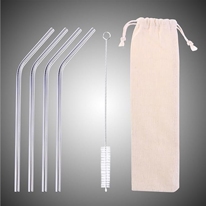 BIUDECO 6pcs Straw Carrying Case Cotton Linen Pouch Bag for Reusable Drinking Straws Lightweight with Drawstring Design