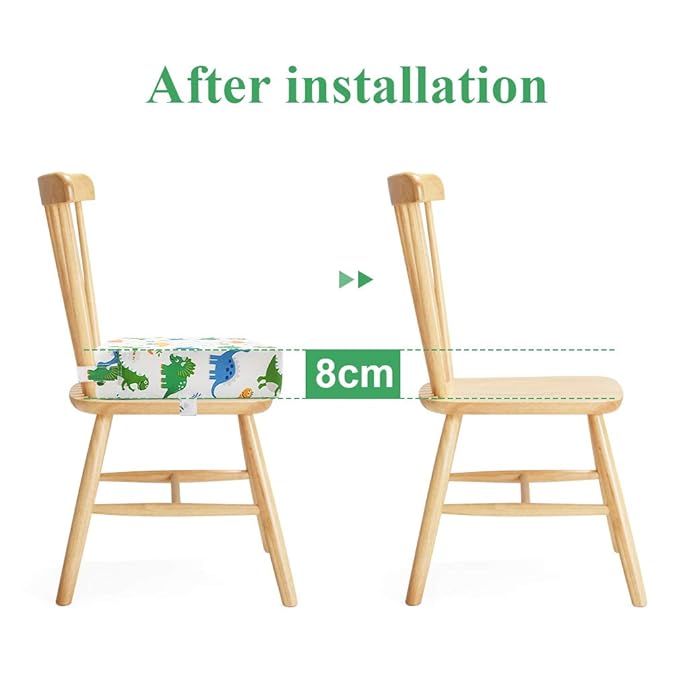 Dining Chair Heightening Cushion Portable Dismountable Adjustable Highchair Booster for Baby Toddler Kids Infant Washable Thick Chair Seat Pad Mat (White)