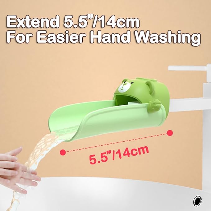 DLUCKY Faucet Extender for Sink Easy Use Sink Faucet Extenders with Temperature Sensitive for Toddlers, Kids Hand Washing Faucet Extension for Bathroom Sink, Kitchen, Green and Brown