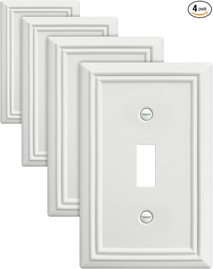 4-Pack Single Toggle Wall Plate, Metal Light Switch Cover, Decorative Off- White Switch Plate Cover, 3.15 * 4.88, Midsize