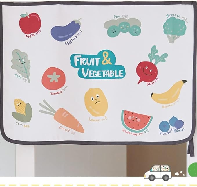 BEBEDECO Magnetic Car Sun Shade Curtain for Side Window – Sun Blocker and UV Protector for Baby, Kids, and Pets – Universal Fit with Built-in Magnets for Steel-Framed Door (Vegetable Friends)