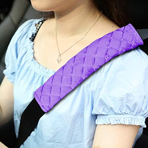 Tatuo 4 Pack Seat Belt Cover Extra Long Seat Belt Pads for Car Soft Comfort Shoulder Strap Covers Harness Pads Helps Protect Your Neck and Shoulder(10.6 Inch,Purple)