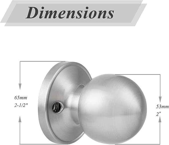 Probrico Ball Half Dummy Door Knob Brushed Nickel Inactive Single Door Knob