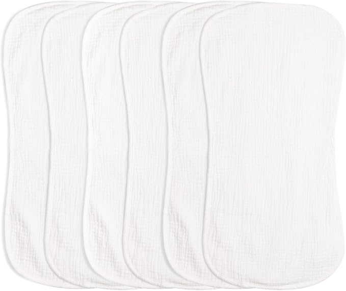 COOROBIN Muslin Burp Cloths 20" x 10",100% Cotton Pack of 6r, Extra Soft and Absorbent,Suitable for both boys and girls