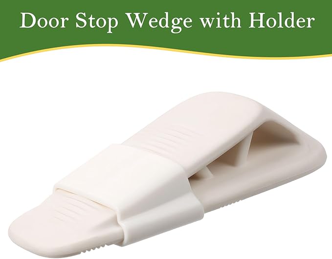 Fursafe&Q Rubber Door Stoppers for Bottom of Door, Door Stop Wedge with Holder, Heavy Duty Doorstops 8 Pack, Wall Protector for Home & Office & School & Commercial Doorstop Keep Open Stack White