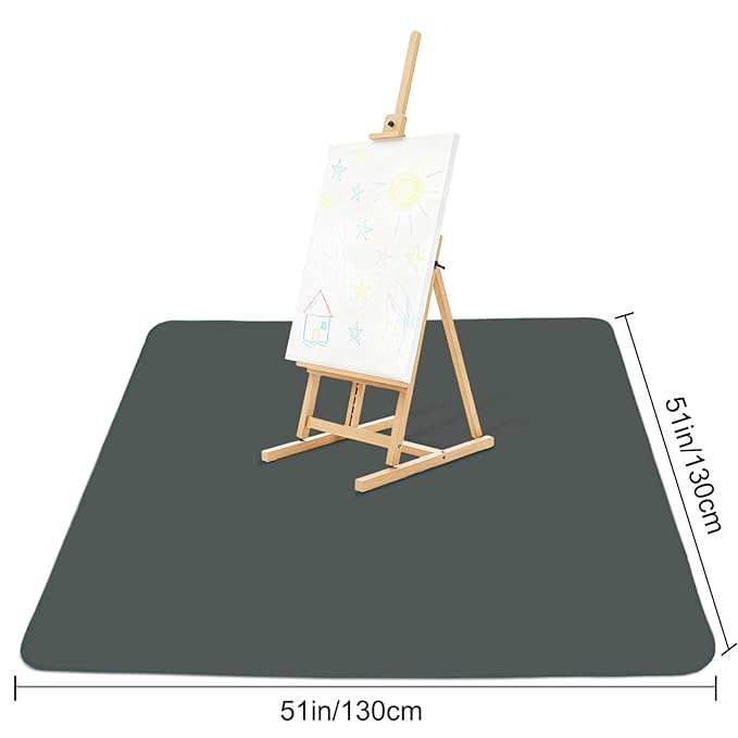 Basumee Splat Mat High Chair Mat Waterproof Baby Play Splat Mat for Under High Chair Food Catcher Highchair Mat for Floor Non Slip Bottom, Gray, 51x51 Inches