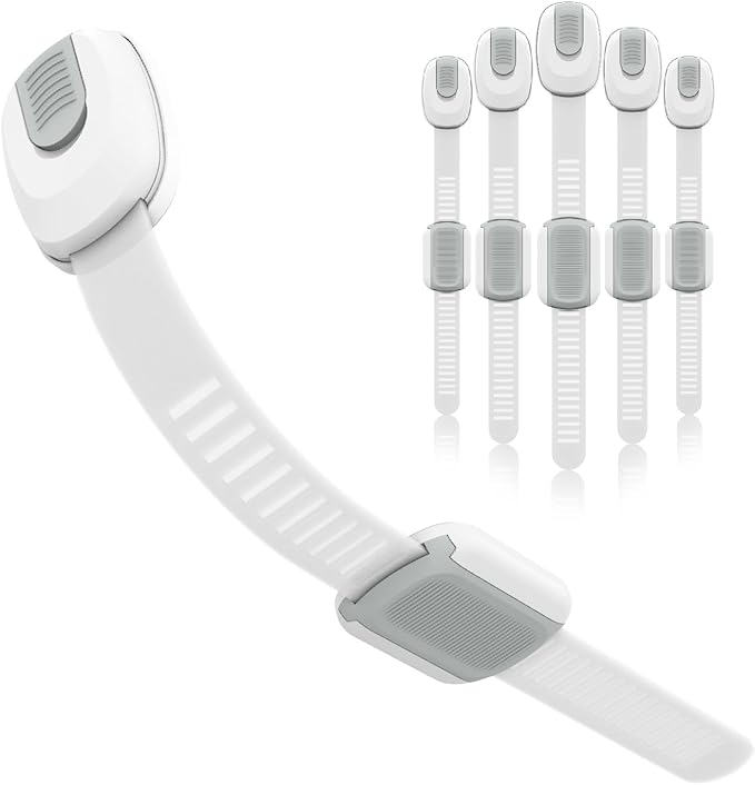 6 Packs Cabinet Locks Baby Proofing, Child Proof Cabinet Locks with 3M Adhesive, No-Drill Child Safety Cabinet Lock, Flexible for Drawer, Door, Fridge, Trashcan, Toilet Seat, Pantry