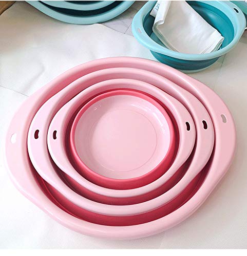 ORIZZP 3-Pack Collapsible Wash Basin Set, Baby Kids Wash Basin Dish Tub for Travel Home, 3 Different Sizes Set Space Saving Pink Big Volume