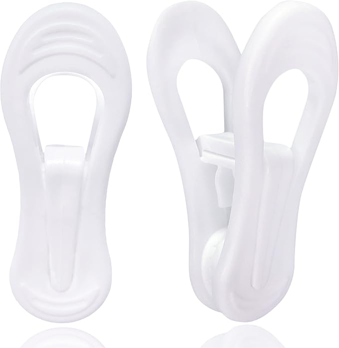 TOFIIGREM White Hanger Clips 60 Pack, Multi-Purpose Plastic Hangers Clips Perfect for Plastic Velvet Hangers, Clothes Pins Finger Clip for Skirt Pants