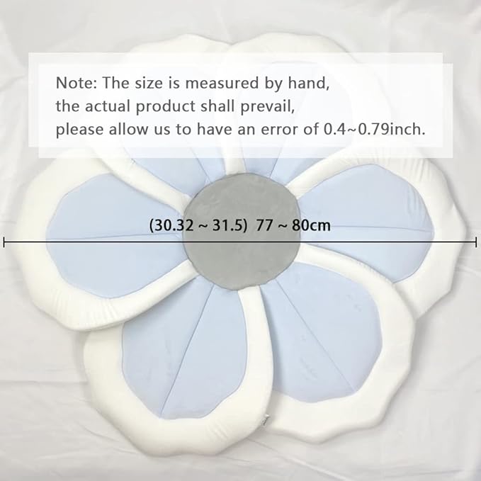 Baby Bath Pad for Infant Bathtub Sink Flower Mat Tub Little Lotus - Petal Soft Supports Lounger Newborn Bathing Insert Seat Baby Essentials - Baby Gifts - 31" (Blue)