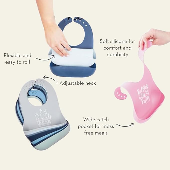 Bella Tunno Wonder Bib - Adjustable Silicone Baby Bibs for Girls, Durable and Waterproof BPA Free Silicone, Little Lady