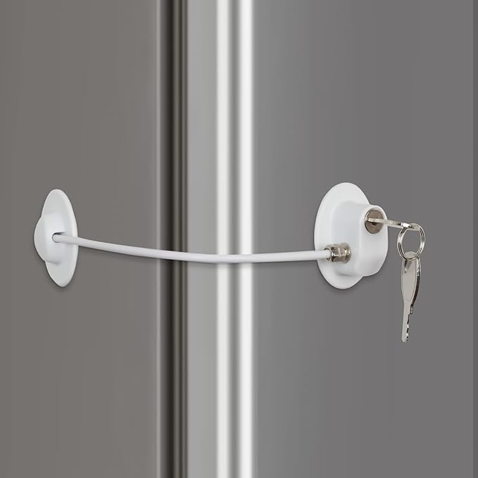FIGEPO Refrigerator Lock with Magnetic, Dorm Freezer Door and Child Safety Cabinet Lock, Strong Adhesive, Convenient to Unlock (1, White-1)