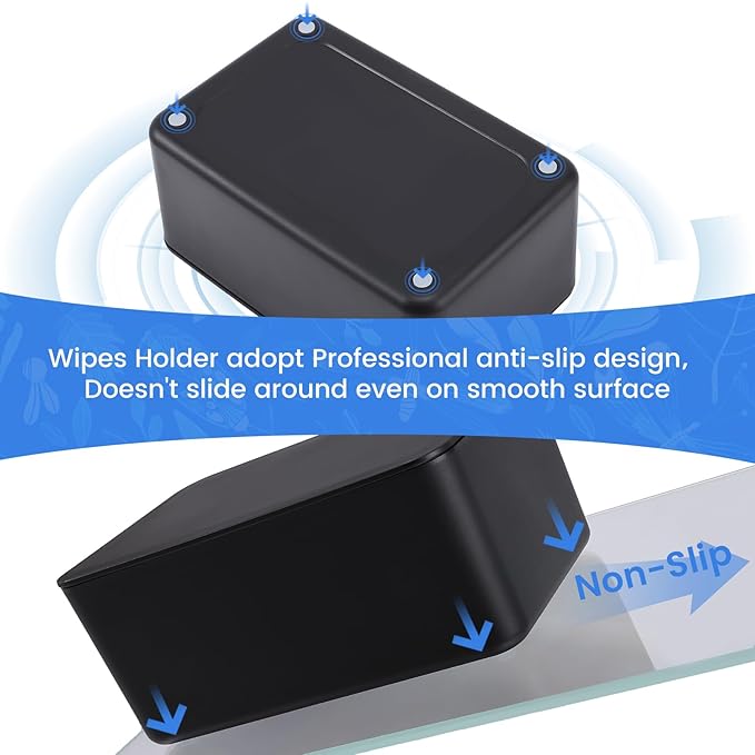 Lijroavy 2 Pack Baby Wipes Dispenser, Baby Wipe Holder for Fresh Wipes, Non-Slip Baby Wipes Container, Refillable Wipes Box, Baby Wipes Case with Sealing Design Lid (Black and Black)