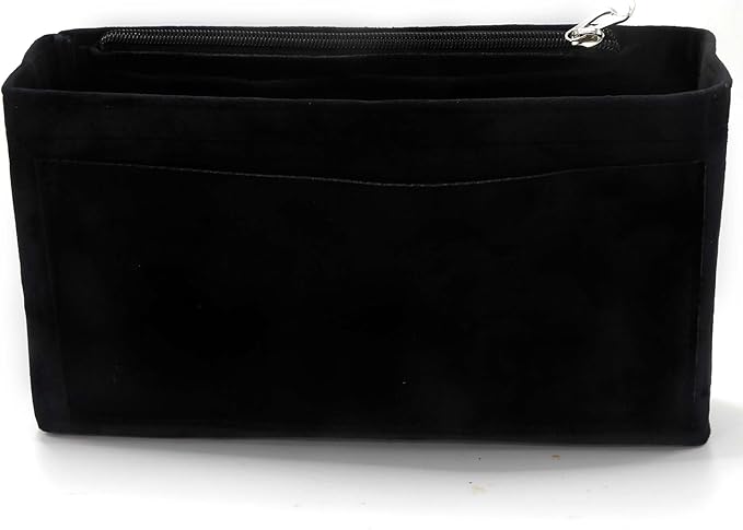 Purse Organizer Insert, Suede Bag Organizer Handbag Tote Shaper, Suede Material, Soft and Non Damaging Bag (Black, Slender Medium)