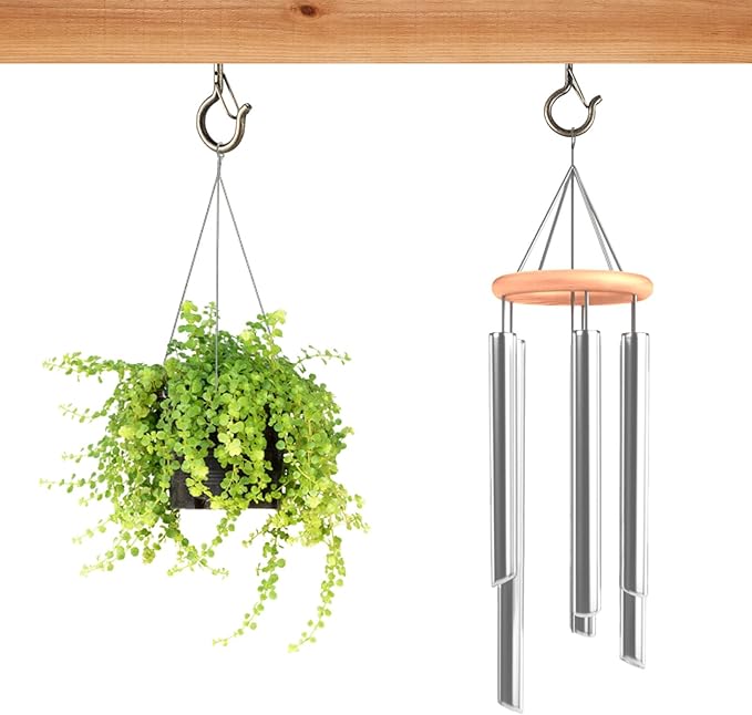 FSAH 96 PCS Q-Hanger Hooks, Screw Hooks for Outdoor String Lights, Safety Buckle Design Cup Eye Hook for Hanging Christmas Lights, Plants, Mounted on Wall Ceiling, Include 1 Wing Nut Driver, Copper