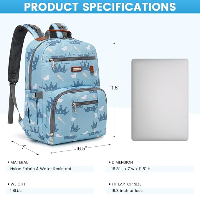 BILLITON MASHI Diaper Bag Backpack, Large Baby Nappy Bags with Portable Changing Pad for Boys and GirlsMultifunction Travel Baby Bag for Moms Dads, Shower Gifts Waterproof and Stylish