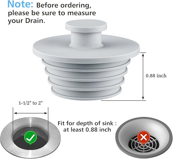 Aluvor Bathtub Stopper 2pcs Sink Stopper Tub Plug Bathroom Shower Drain Plug Silicone Bathtub Drain Plug Tub Drain Stopper Washbasin Stopper