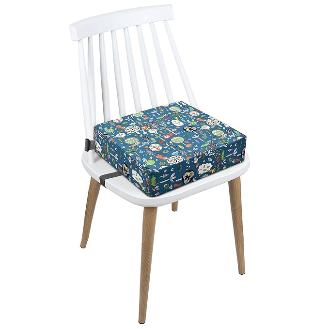 Booster Seat for Kitchen Chair - Washable Toddler Booster for Dining Table, Portable Travel Increasing Cushion for Kid (Forest Green)