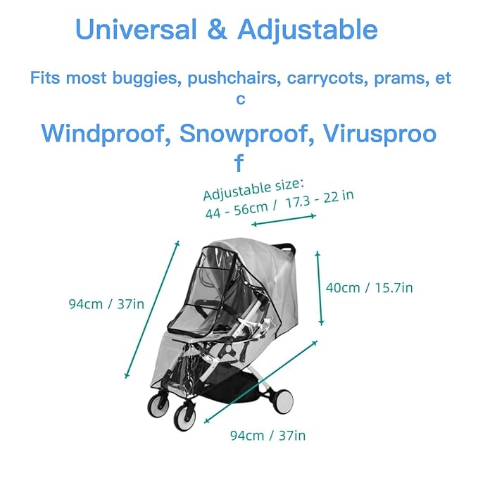 Stroller Rain Cover, Bassinet Rain Cover, Winter Stroller Cover, Universal Baby Travel Weather Shield, Breathable, Windproof, Snowproof