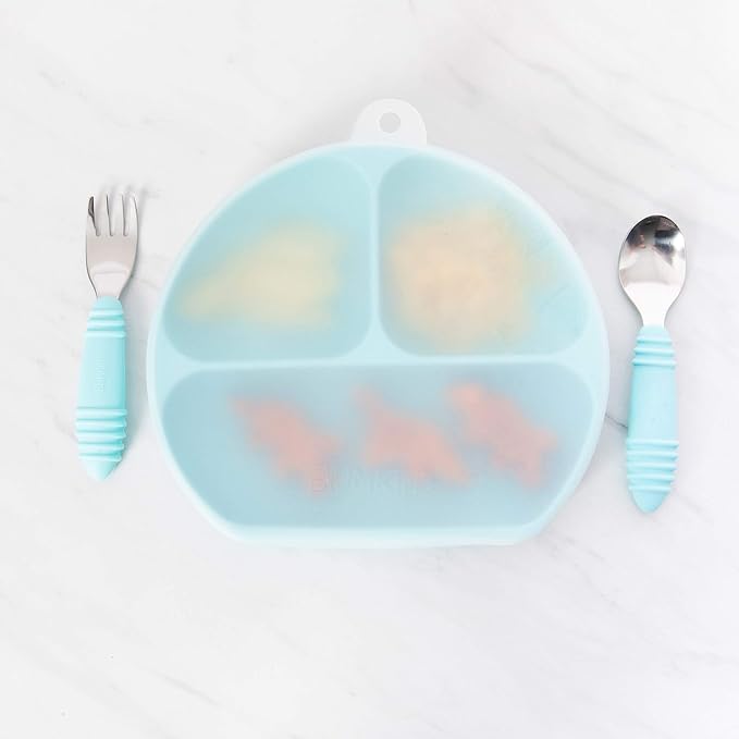 Bumkins Toddler and Baby Suction Plate, Divided Grip Dish Cover for Babies and Kids, Baby Led Weaning, Feeding Supplies, Store and Label Leftovers, Food Prep Portions, Fits Bumkins Dish and Plate