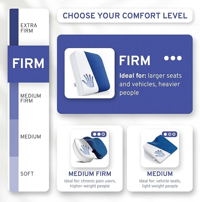 ComfySure Extra Large Wheelchair Seat Cushion - Firm Memory Foam Chair Pad for Wheelchair, Recliner, Office, Car & Bariatric Overweight Users 19”x17”x3”