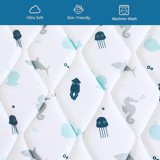 Premium Foam Baby Play Mat 71" X 59", Extra Large Activity Playmat for Babies and Toddlers, Baby Mat for Floor, Non Slip Cushioned Baby Play Mats for Floor, Kids Play Mat for Playpen Easy Clean, Whale