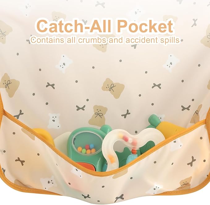 Accmor 4 Pack Long Sleeve Bibs, Baby Smock Waterproof Sleeved Bib Smock for Baby Toddler 6-36 Months
