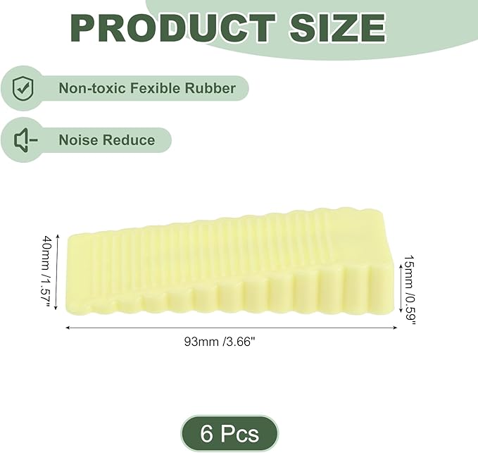 uxcell 6 Pcs Door Stoppers for Bottom of Door, 15mm/0.59 Inch Door Stops, Rubber Door Stopper Wedge Anti Slip, Window Stopper Door Stackable, Yellow