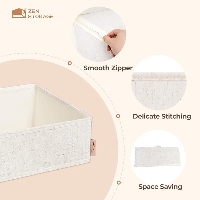 ZenStorage Cotton Linen Drawer Organizer for Baby Clothes, 12Pack Foldable Nursery Dresser Divider, Multi-Size Set Dresser Drawer Organizer for Nursery, Bedroom and Closet, Beige