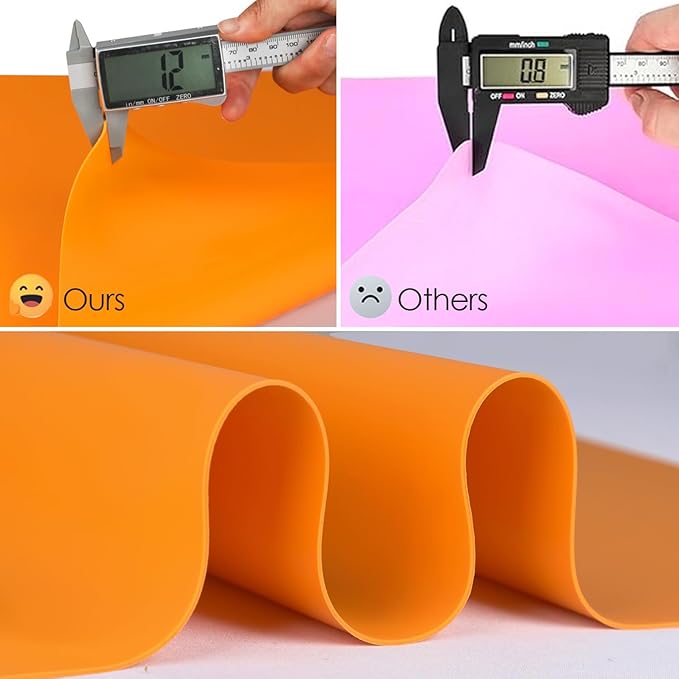 Extra Large Silicone Mats for Kitchen Counter, 27.6'' x 19.7'' Silicone Placemats for Kids, Nonstick Silicone Mat for Baking Crafts, Nonskid Heat Resistant Mat Orange Kids Placemats for Table,1Pcs