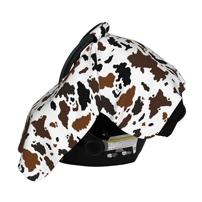 Cow Print Car Seat Cover Baby Stuff Western Infant Carseat Covers Baby Girl Highland Car Seat Canopy Boy Winter Multi Use Nursing Cover for Newborn Carseat Canopy Nursing Covers Newborn Shower Gift