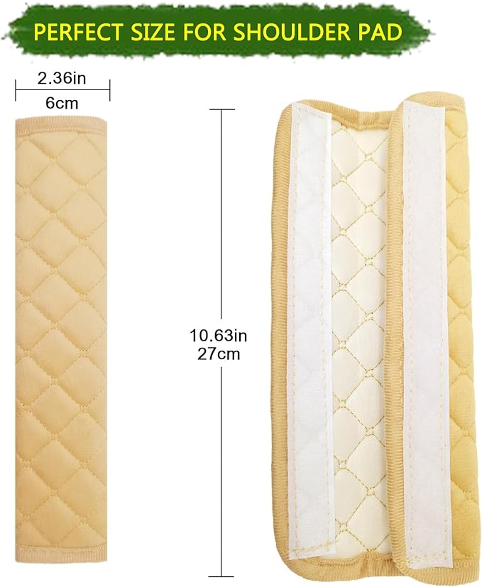 Car Seat Belt Cover Pad, 5 Pack, Seatbelt Covers for Car Accessories, Soft Material, Car Seat Strap Pads, Beige 10.63 inches, Universal Fit for All Vehicles, Comfort for neck shoulders (5-Beige)