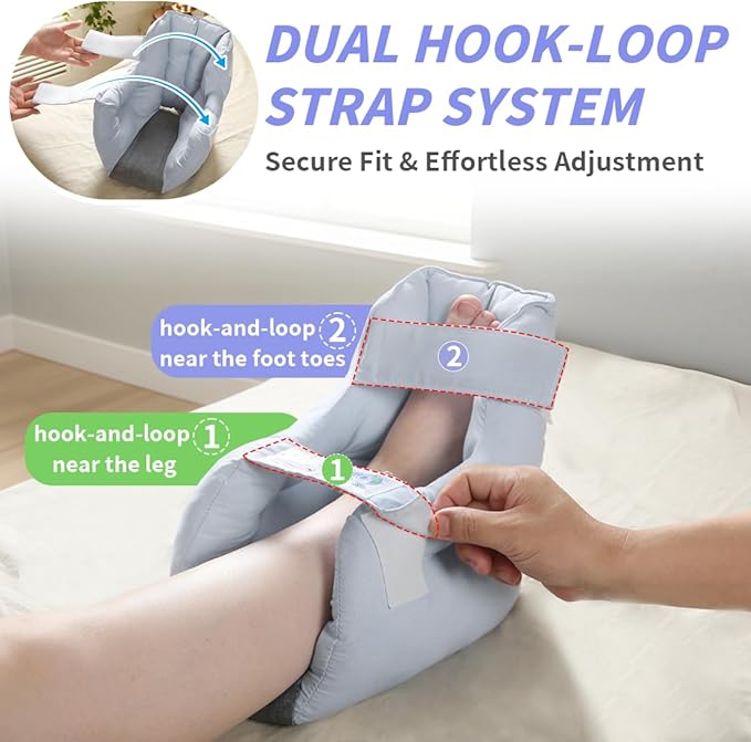 EZ Assistive 1pc Heel Protector Cushion Foot Pillow Remove Pressure and Bedsores,Heel Protectors for Pressure Sores for Heal Protection (Gray, 2pcs)